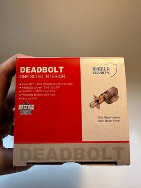 913788 Shield Tech Security Deadbolt One Sided Interior Satin Chrome Finish #913788 New