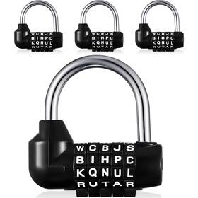 Ri-shimeyao-1285 Shimeyao 4 Pcs Gym Locker Lock 5 Digit Combination Your Own Word Black