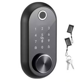 Skyshalo 313104792703 Fingerprint Door Lock Matte Black Electronic Biometric Deadbolt With Touchscre
