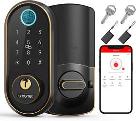 Smonet 313098733744 Front Door Lock Handle Set Wifi Keyless Entry Fingerprint Smart Deadbolt Alexa