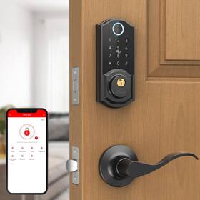 A1-bbf2lh Smonet Pro Keyless Entry Door Lock With Handle Set - Fingerprint Smart Front