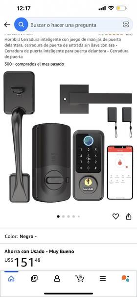 Wily2bsf2s Smonet Smart Lock Keyless Entry Door - Black