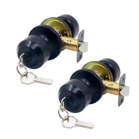 Snugspot 739642293111 2 Pack Matte Black Deadbolt Door Lock Set Keyed Entry Knob - Round Ball