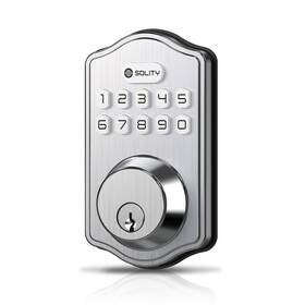 Solity 809972440089 Smart Electronic Satin Keypad Keyless Entry Auto Lock 100 Codes Easy Install
