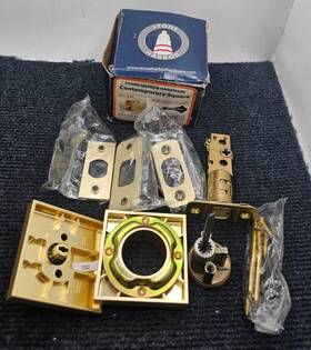 Hl030003 Stone Harbor Hardware Contemporary Square Single Cylinder Deadbolt Satin Brass