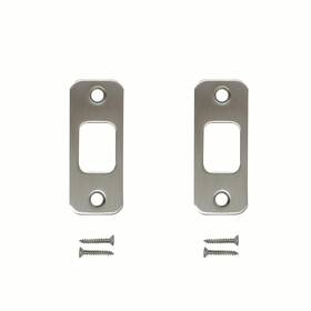 Sn-z8 Sumbin Qd300 Deadbolt Strike Plate Round Corner 1-1/8 Inch X 2-3/4 With Dustbox Satin Nickel