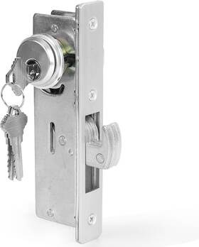 Qkl02 Sumbin Storefront Door Mortise Lock Hook And Cylinder Combo In Aluminum 1-1/8 Inch Backset