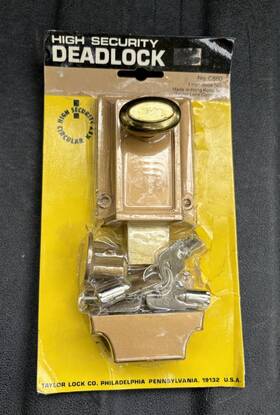 C880 Taylor Vintage High Security Deadlock 1 Inch Throw Bolt Circular Keys Nos