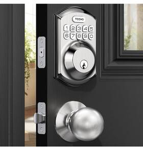 Teeho 008678908840 Te001k Keyless Entry Lock With Handle Smart Auto-locking - Satin Nickel