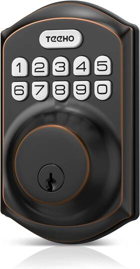 Te001 Teeho 705353500848 Keyless Entry Door Lock With Keypad Smart Deadbolt Auto 2 Keys Oil-rub