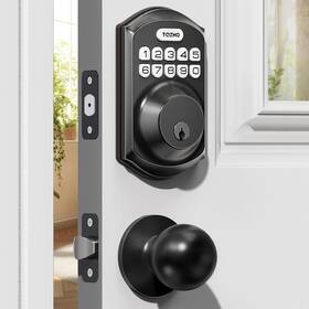 Te001k-matte Teeho Te001k-matte/blk Te001k Keyless Entry Door Lock Handle Electronic Keypad Matte Black