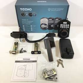 Te002-h Teeho Black Front Door Fingerprint Keyless Entry Lock With Handle