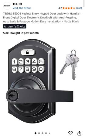 Te004-1a-1 Teeho Te004 Keyless Entry Keypad Door Lock With Handle - Front Digital