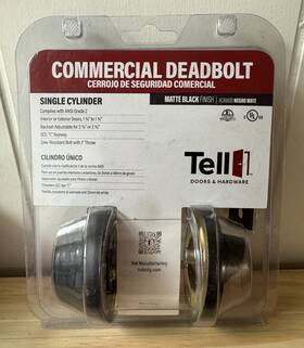 Cl502906 Tell Manufacturing Mfg Commercial Matte Black Single Cylinder Deadbolt Grade 2