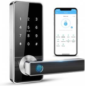 Tiffane 313097548554 Smart Lever Door Lock With Keypad Fingerprint Silver