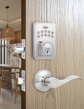 Twsn-801-l12061ps-1p Tinewa Smart Deadbolt Keyless Code Entry Door Lock Wave Handle Satin Nickel