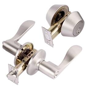 Cv1501jaus15 Toledo Double Cylinder Satin Nickel Handle Combo Set