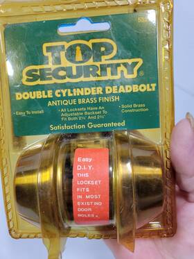 22218 Top Security Nos Double Cylinder Deadbolt Antique Brass Finish Keyed-both Sides