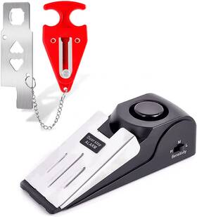 Towode 767587584773 Upgraded Door Stop Alarm With Portable Lock 120 Db Travel Stopper D