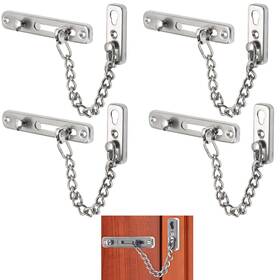 Ts-hw8806h-4pc Trisonic 4 Pc Silver Door Guard Chain Bolt Latch Slide Lock Steel Hardware Security