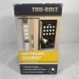 Tru-bolt 048037000297 Electronic Deadbolt With Led Backlit Keypad Antique Bronze Finish Open Box