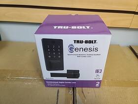 Tru-bolt 048037011842 Genesis Satin Black Synchronized Electronic Biometric Deadbolt Lever