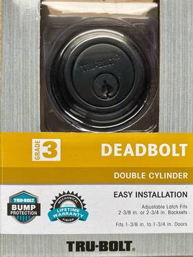 1735186 Tru-bolt Deadbolt Double Cylinder Matte Black Grade 3 New - Multi Avail