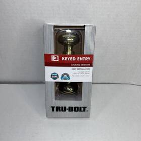 1736021 Tru-bolt New Locking Exterior Entrance Door Lock Knob Polished Brass Grade 3 Nib
