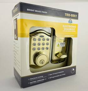1740002 Tru-bolt Electronic Deadbolt With Led Backlit Keypad Bright Brass Finish