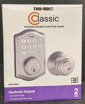 1740008 Tru-bolt Classic Electronic Deadbolt And Knob Combo - Satin Nickel New