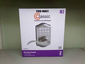 1740028 Tru-bolt Classic Satin Nickel Electronic Keypad And Key Lock Handle Kit