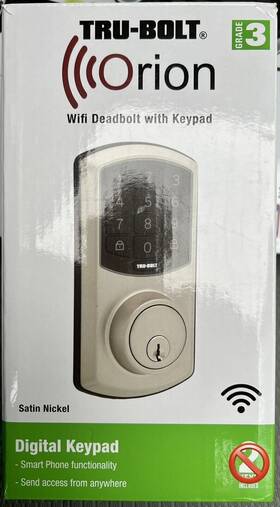 1743010 Tru-bolt Wi-fi Orion Satin Nickel Electronic Deadbolt Open With Pad Or Cell Phone