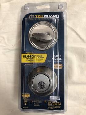 Tru Guard 052088080740 Satin Nickel Single Cylinder Deadbolt 2 Keys