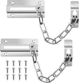 Tsinc 445012167199 Door Chain Lock 2 Pack Stainless Steel Locks With 12 Screws Sliver