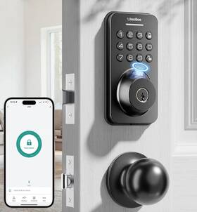Ulecoce 710638738687 Fingerprint Door Lock Deadbolt Handle Keyless Entry - Matte Black