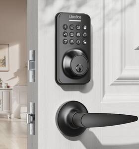 U18l-b Ulecoce Keyless Keypad Deadbolt With Entry Door Handle Set Matte Black