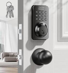 U18r-b Ulecoce Keyless Entry Keypad Deadbolt With Handle Set Smart Lock Auto-lock One-touch