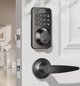 Wz-u18l-g Ulecoce Keyless Entry Door Lock Deadbolt With Handle Set Keypad