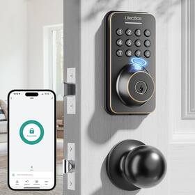 Wz-u68r-g-0520-tp Ulecoce Fingerprint Keypad Deadbolt With Handle Set Keyless Entry Door Lock Lo