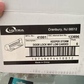 41001 Ultra Hardware Lock Keeper White For Storm Doors Metal 6 Pack
