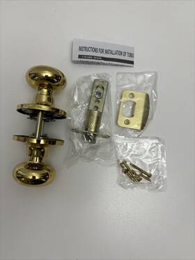 82671 Ultra Hardware New Polish Brass Passage Dummy Closet Flat Ball Knob 2 Way Latch And Instructions