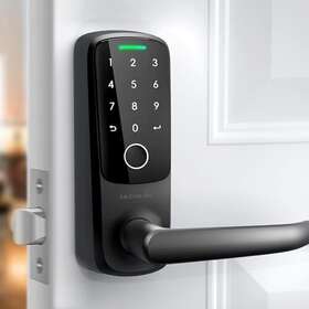 Ultraloq 850021446789 Latch 5 Worlds First Built In Wifi Smart Lock Black With Fingerpr