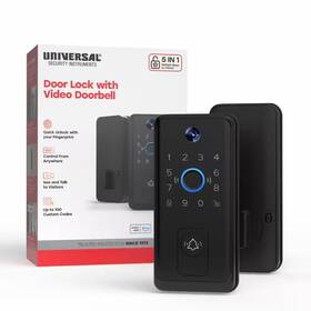 Universal Security Instruments 313026216240 Black Single-cylinder Smart Lock Wi-fi Thumbturn Deadbolt With Video Doorbell F