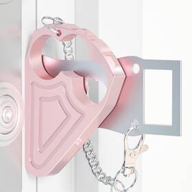Urgeeo 664935389526 Portable Door Lock For Hotel Safety- Metal Locks 1 Pack Pink