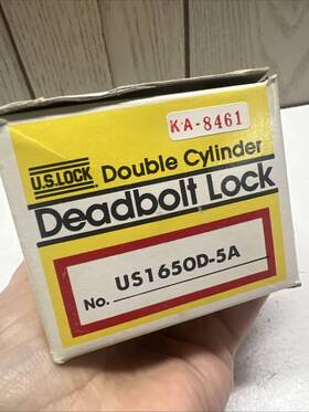 Us1650d-5a Us Lock U.s. Deadbolt Double Cylinder Brass Door Safety Nos Vtg