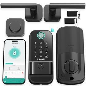 M4-blkh-tn Uyf Wifi Keyless Entry Door Lock Handle Set Smart Front Doo