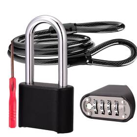 V Resourcing 790885267512 Security Cable Lock Set 4 Digital Combination Padlock And Black &