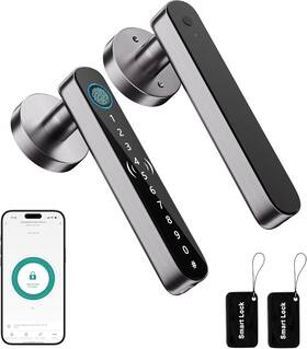 Vanzbon 726084582453 5 In 1 Fingerprint Door Handle Lock For Bedroom Smart Biometric Knob With C