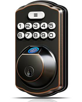 Ks02a-oil Veise 008678869691 Fingerprint Keyless Entry Door Lock Auto Electronic Keypad - Bronze