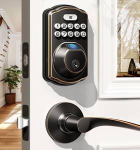 Veise 975331680112 Fingerprint Door Lock With 2 Lever Handles - Keyless Entry E